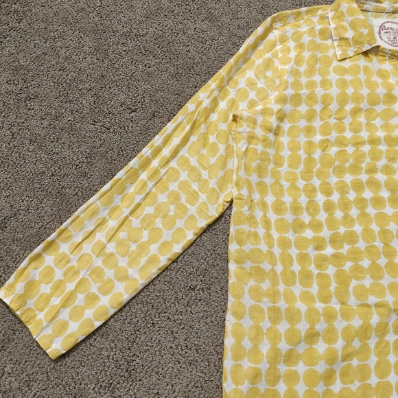 Auntie Oti Yellow White Polka Dot 100% Cotton Khadi Button Up Shirt Womens Large - Picture 4 of 12